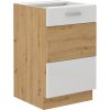 Bývaj s nami SK, AXEL kuchynská skrinka 50 ZL, biely lesk/dub artisan LTD,MDF