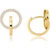 MINET Zlaté náušnice kroužky s bílými zirkony Au 585/1000