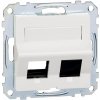 Strmen zásuvky dát. 2xRJ45 šikmý s krytom biela polárna Merten SysM (Schneider)