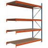 Majster Regál Kovový regál LONGSPAN 300x185x60-4-DTD, Modrá/Oranžová