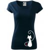 Zamilovaná mačka spredu - Dámske tričko Pure - S ( Tmavomodrá (veľmi tmavá - skoro čierna) )