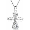 Evolution Group Strieborný náhrdelník anjel so Swarovski kryštálmi biely 32072.1, darčekové balenie