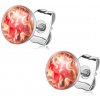 Šperky eshop - Puzetové náušnice z ocele - okrúhle, červený čínsky drak SP85.28