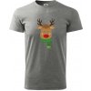 Jeleň so šálom - Klasické pánske tričko vyššej gramáže - S ( Tmavosivý melír )