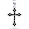Brilio Silver Strieborný prívesok s čiernymi zirkónmi Krížik PT84WBC