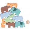 Lelin Drevená skladacia hra - zvieratká, 10ks + hracia kocka
