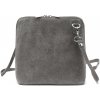 Malá kožená šedá celozipsová crossbody kabelka 1702-13