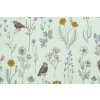 Zvyšok bavlnenej látky Ptakó v kvetoch - svetlozelená 60 x 160 cm