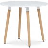 Autronic DT-306 WT Stôl jedálenský, 90x90x74 cm, MDF - biely matný lak, kovová konštrukcia, drevené nohy