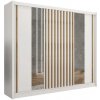 | Šatníková skriňa so zrkadlom SANTINO 250x215 cm biela/dub craft | MT0118