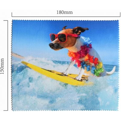 SUNGWANG OPTIC Handrička na okuliare z mikrovlákna - pes na surfe