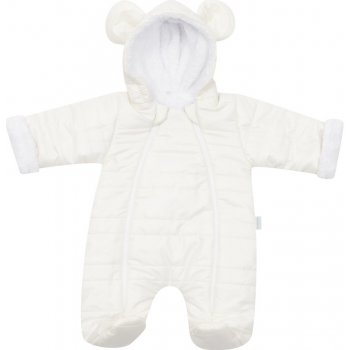 New Baby Zimná dojčenská kombinéza s kapucňou s uškami Pumi cream