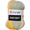 YarnArt Jeans Crazy 8210 Oranžová, sivá, žltá