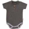 Baby Nellys Dojčenské rebrované body s gombíkmi kr. rukáv, Boy - sivé, veľ. 68