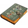 Leather Journals Mystický zelený grimoár Sedm sil s drahokamy a ručním papírem