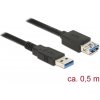 Delock USB kábel USB 3.2 Gen1 (USB 3.0 / USB 3.1 Gen1) USB-A zástrčka, USB-A zásuvka 0.50 m čierna pozlátené kontakty 85053; 85053