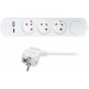 Predlžovací kábel 3-zásuvka + 1xUSB-A +1xUSB-C 2 metre s vypínačom biely PP111USBC SOLIGHT