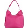 TALIANSKE Veľká kožená kabelka na plece vrecovitá Talianska fuxia Ludmila