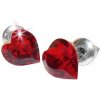 ART CRYSTELLA Náušnice, v tvare srdiečka, s light siam červeným krištáľom SWAROVSKI®, 8 mm, ART CRYSTELLA®