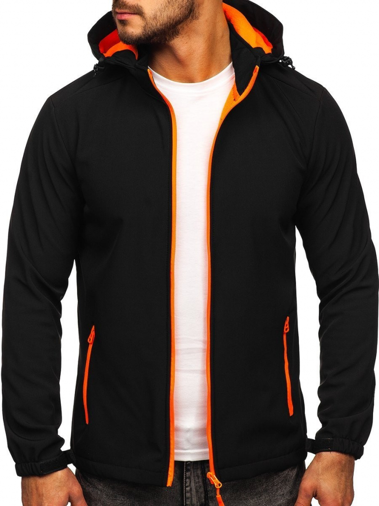 Bolf Čierno-oranžová pánska softshellová prechodná bunda HH017