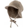 STERNTALER Čiapka mušelinová so šiltom a ochranou krku na zaväzovanie hnedá uni 35 cm-1-2 m