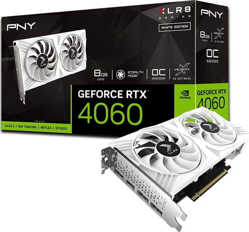 PNY GeForce RTX 4060 XLR8 Verto DF OC White Edition 8GB GDDR6 VCG40608DFWXPB1-O
