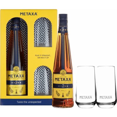 Metaxa 5* + 2 poháre 38% 0,7 l (darčekové balenie 2 poháre)