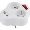 Zásuvka Strend Pro, rozbočovacia, rozdvojka, biela, 2x 16 A, USB A+C, vypínač