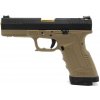 WE Airsoftová pištoľ GP1799 T6 - GBB, čierny kovový záver, pieskový rám, zlatá hlaveň