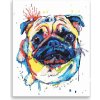 Diamantové maľovanie - Mopslík vo farbách - 40x50 cm, plátno vypnuté na rám - výroba CZ