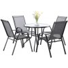 Garden Line SÚPRAVA ZÁHRADNÉHO NÁBYTKU - 4 STOLIČKY + OKRÚHLY STÔL - SIVÁ *3514