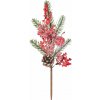 Vetvička MagicHome Vianoce, s bobuľkami, červená, 33 cm