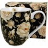 Duo Hrnček ENGLISH ROSES BLACK porcelánový 1000 ml
