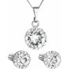 Evolution Group Sada šperkov s krištáľmi Swarovski náušnice, retiazka a prívesok biele okrúhle 39152.1, darčekové balenie