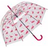 Clayre & Eef priehľadný dáždnik s plameniakmi Flamingo