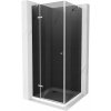 Mexen Roma, sprchový kút s krídlovými dverami 80 (dvere) x 80 (stena) cm, 6mm šedé sklo, chrómový profil + slim sprchová vanička biela + chrómový sifón, 854-080-080-01-40-4010