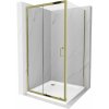Mexen Apia sprchový kút posuvný 100 x 100 cm, transparentný, zlatý + sprchová vanička Flat, biela- 840-100-100-50-00-4010G