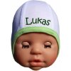 kojenecká čiapka BABY - s menom biela s farebným lemom Farba: zelená jablková, Veľkosť: 62