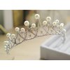 B-TOP Postriebrená korunka do vlasov s perlami a kryštálmi