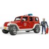 BRUDER 2528 požiarny Jeep Wrangler s hasičom