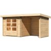 drevený domček KARIBU BASTRUP 2 + prístavok 200 cm vrátane zadnej a bočnej steny (73314) natur LG2944