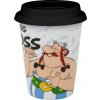 Könitz Characters Coffee to Go Hrnček s viečkom Big Boss Obelix hrnček na kávu hrnček na kávu silikónové viečko porcelán 11 5 162 2248 380 ml