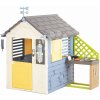 Domček meteorologická stanica s kuchynkou pri okne v natur farbách Štyri ročné obdobia 4 Seasons Playhouse Smoby so zvonkohrou vetromerom a zrážkomerom