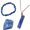 Lapis lazuli set 3 PREMIUM: náhrdelník, náramok, kryštál