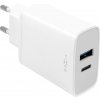 FIXED Sieťová nabíjačka s USB-C a USB výstupom, podpora PD, 30W FIXC30-CU-WH, biela