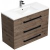 Kúpeľňová skrinka s čiernou úchytkou a umývadlom SAT Cube Way 100x76,5x46 cm dub Wellington mat CUBE46C1003DWMOD
