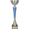 DEMI SPORT Športová trofej Pohár 9218 Farba - hlavná: Strieborná, Farba - doplnková: Modrá, Veľkosť trofej: B - 44 cm