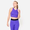 DOMYOS Dámske crop top tielko na fitness priliehavé fialové fialová 1387@XS