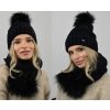 Fashionweek Exkluzívny alpakový zimný set čiapky a šál s brmbolcami JENOT ZIZI-AL4 Farba: Čierna, Veľkosť: Universal