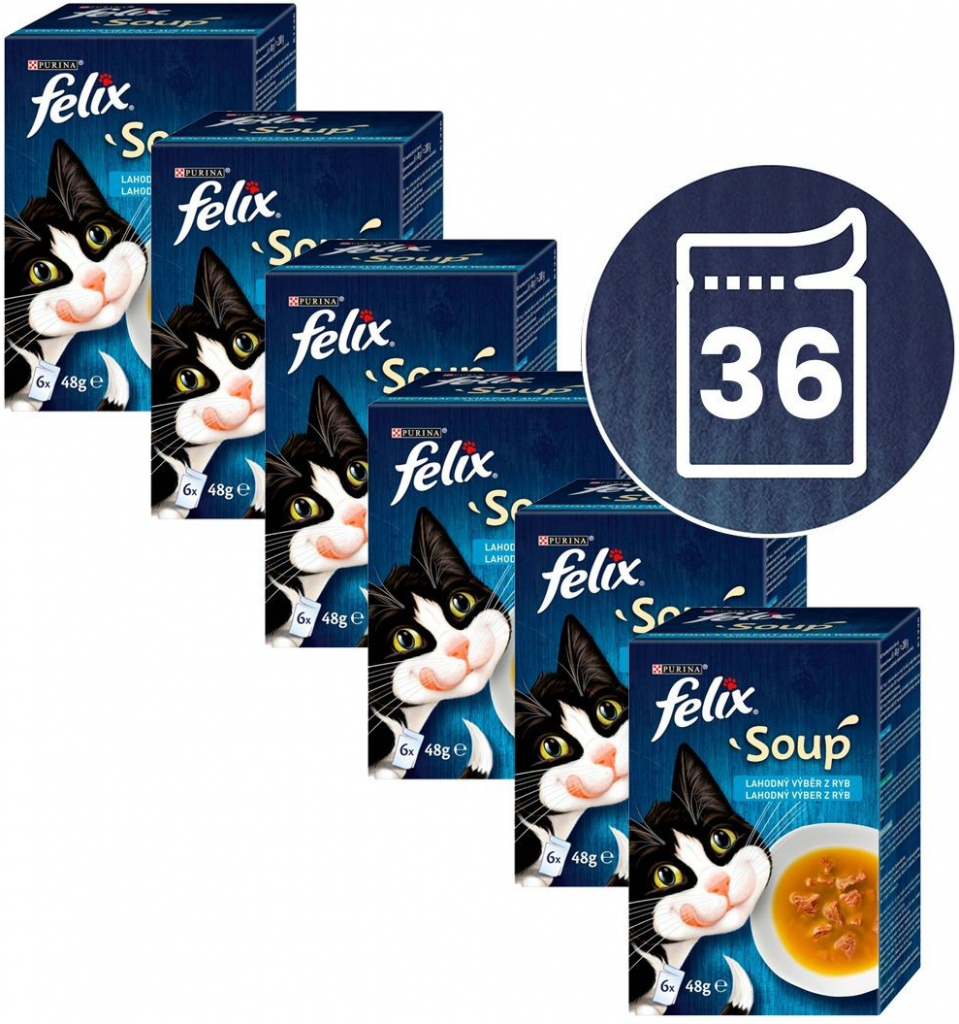 FELIX Soup Lahodný výber s treskou, s tuniakom, s platesou 36 x 48 g